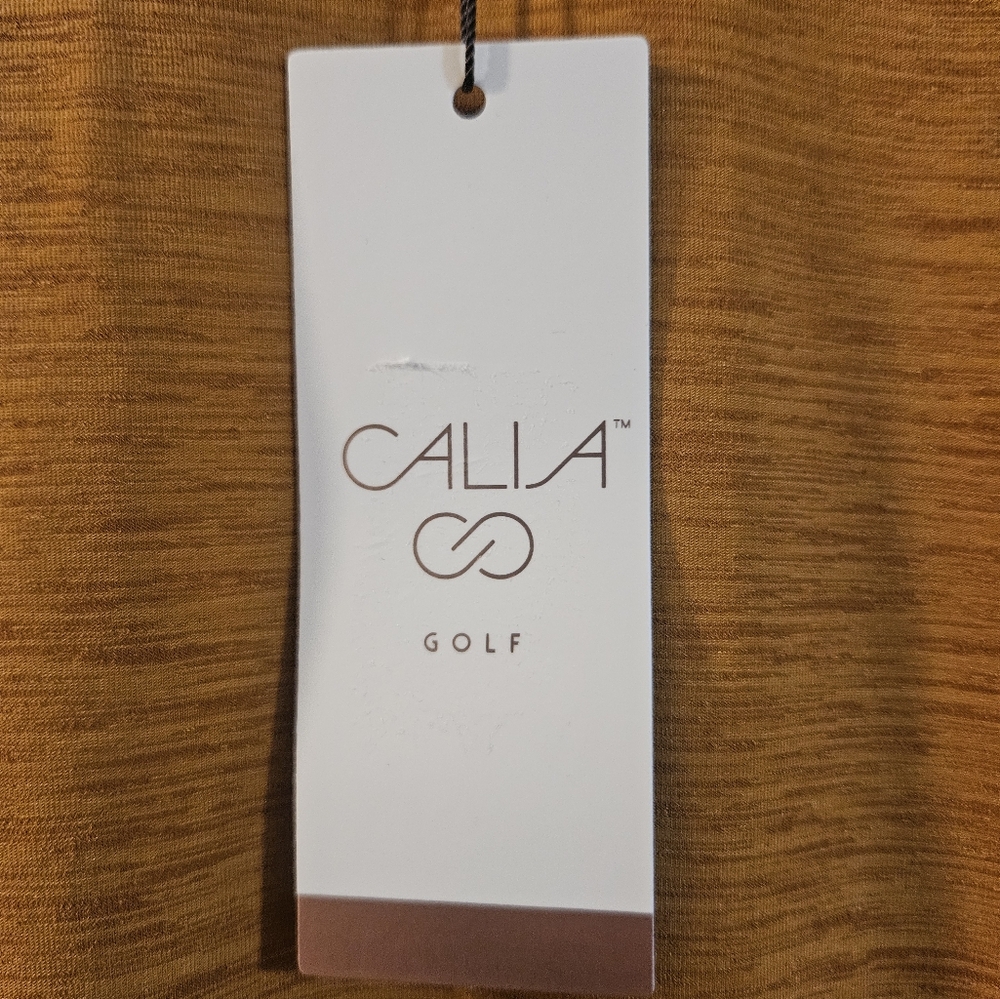 CALIA Women's Tissue Texture Long Sleeve Golf Crew: GOLDEN WARMTH: NWT: SIZE M - Picture 2 of 6
